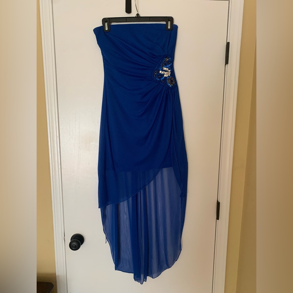 Blue high-low cocktail dress